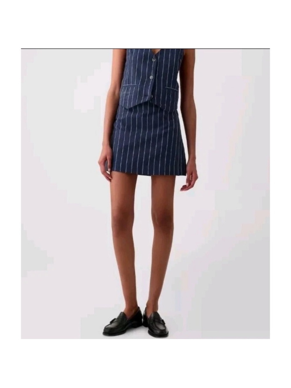 GAP Navy Blue Pinstripe Mini Skirt